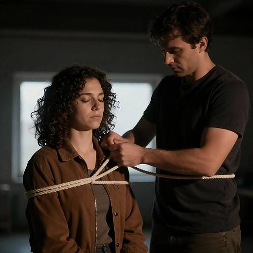 Backlit Dramatic Rope Binding Portrait