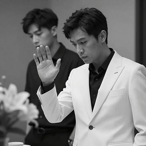 Dramatic Black-and-White Portrait of Two Men