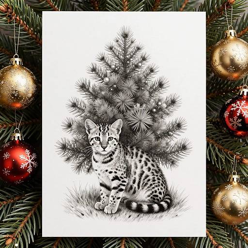 Graphite Drawing New Year's Card