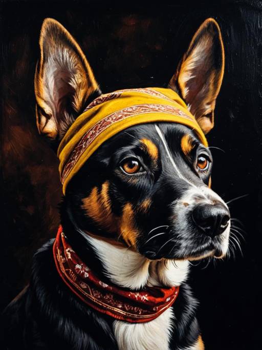 Close-Up Portrait of Dog with Bandanas