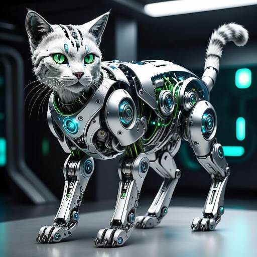 Futuristic Robotic Cat with Cybernetic Body