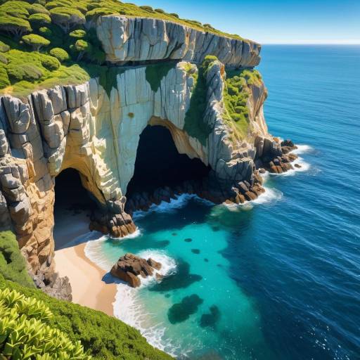 Coastal Cliff with Sea Cave Entrance