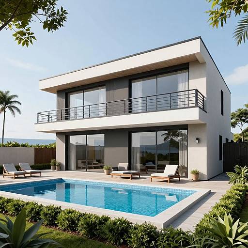 Modern Two-Story Seaside Residence Render