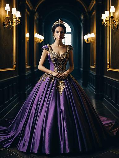 Elegant Princess in Purple Gown