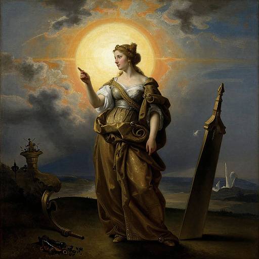 Woman Before the Rising Sun Painting