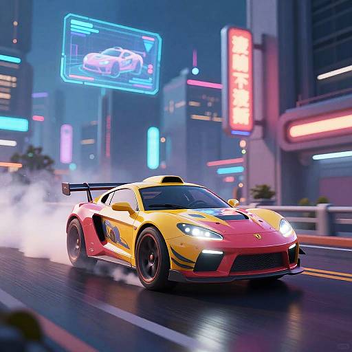 Cyberpunk Cartoon Car Drift