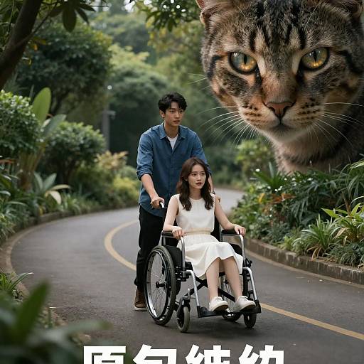 Menacing Cat Movie Poster with Couple