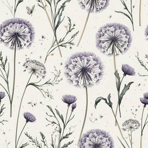 Delicate Dandelions on Fabric Texture