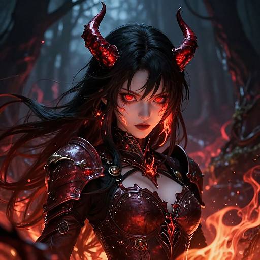 Demonic Anime Girl in Gothic Forest