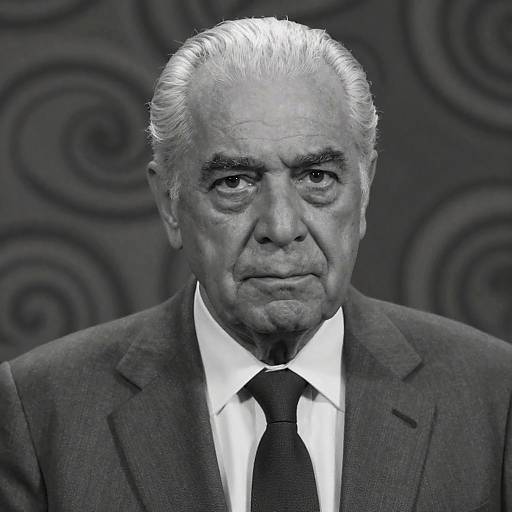 Elderly Man in Gray Suit Black and White Portrait