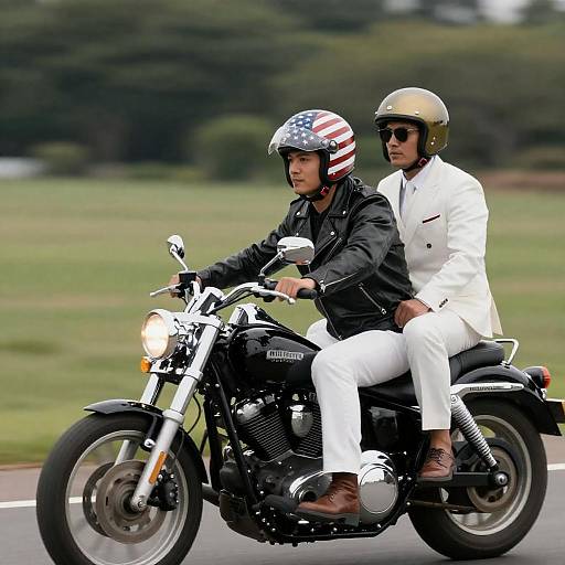 Dynamic Motorcycle Ride in Nature