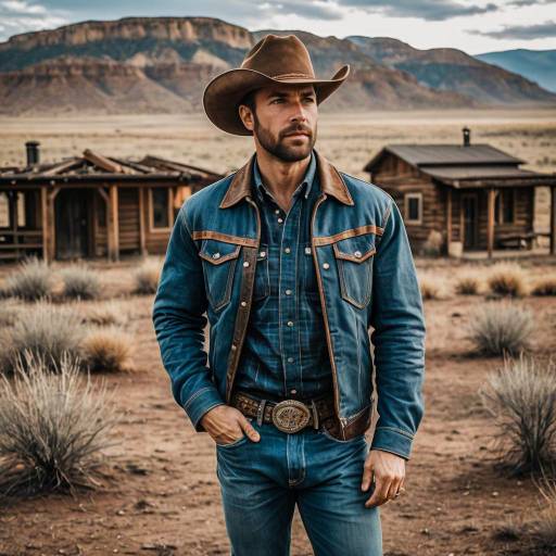 Rugged Cowboy in Western Desert Landscape