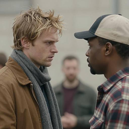 Intense Staredown Between Two Men Outdoors