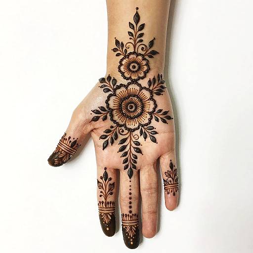 Intricate Henna-Style Floral Hand Design
