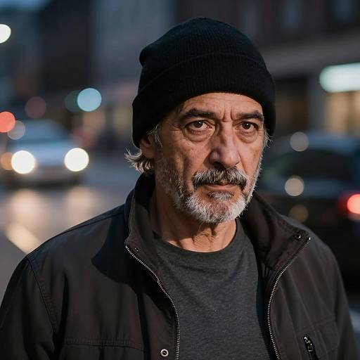 Mysterious Man in Urban Night Scene