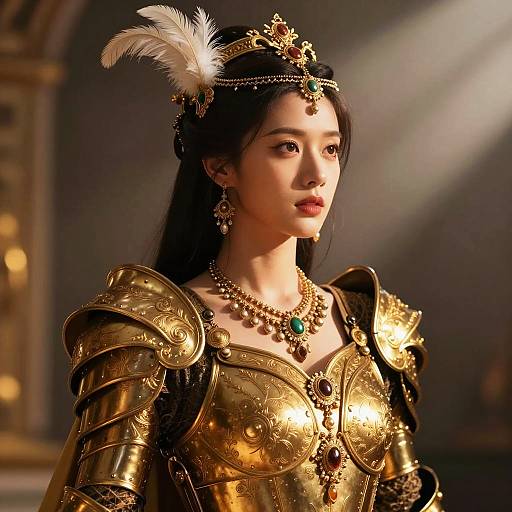 Noble Warrior Queen in Golden Armor