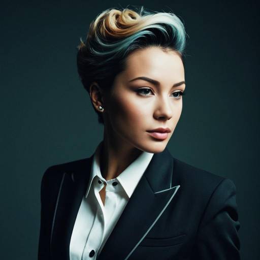 Woman with Two-Tone Hair in Formal Suit Woman with Two-Tone Hair in Formal Suit
