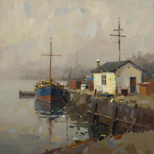 Abstract Rustic Harbor in Sepia