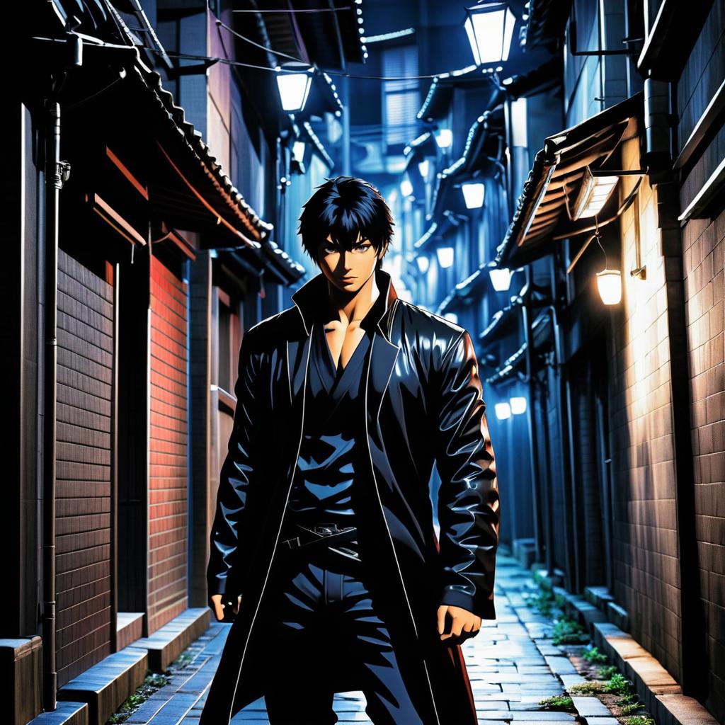 Manga Assassin in Dark Alley Scene