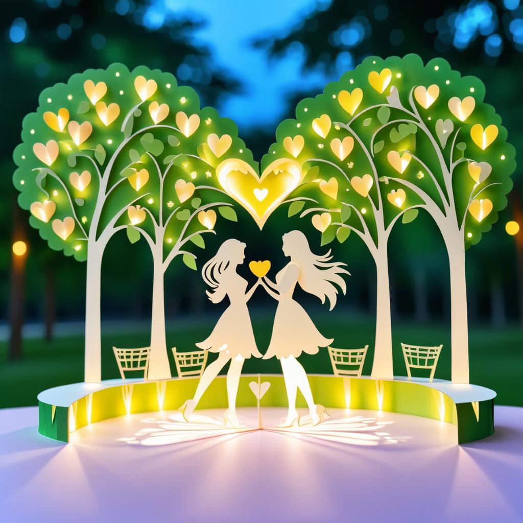 Romantic Summer Embrace in Paper Art