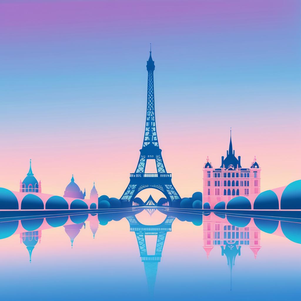 Dreamy Pastel Paris Landmarks Illustration