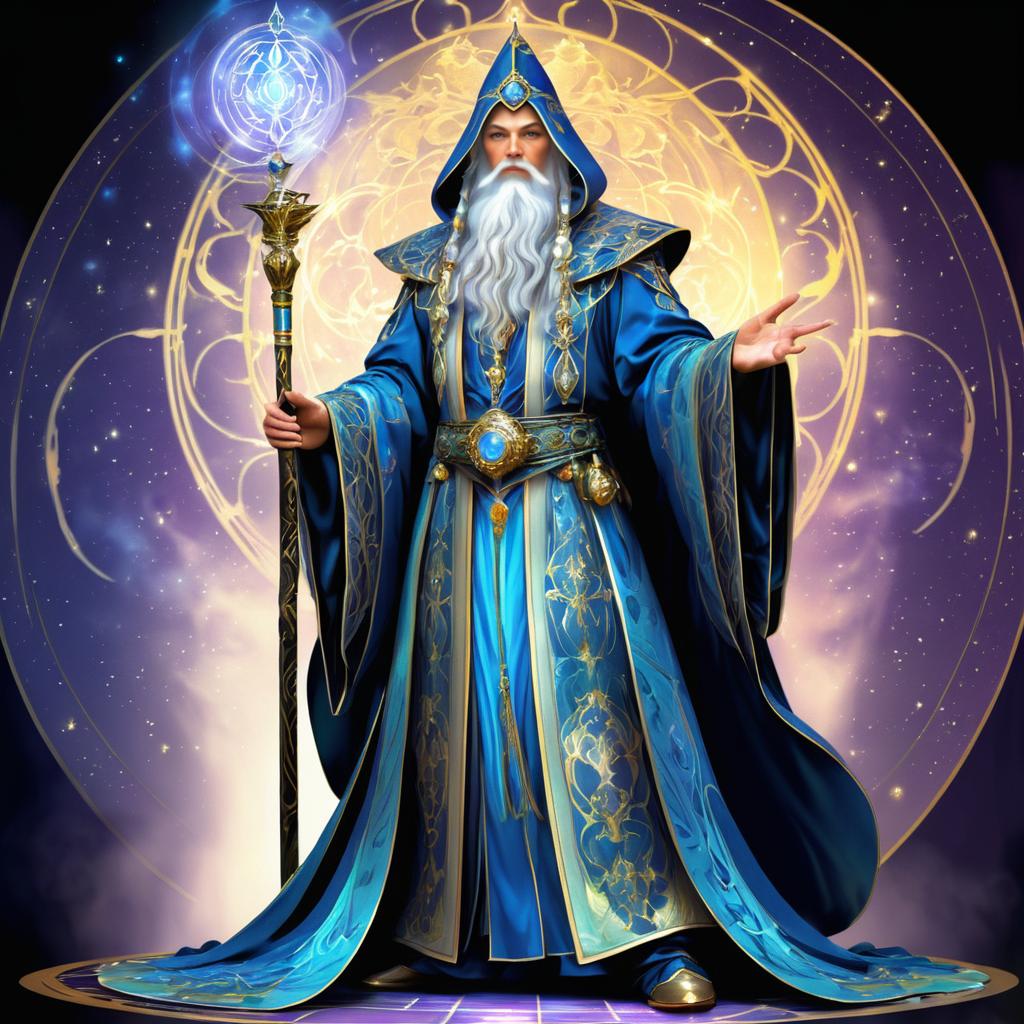 Mystical Ancient Wizard in Detailed Robes