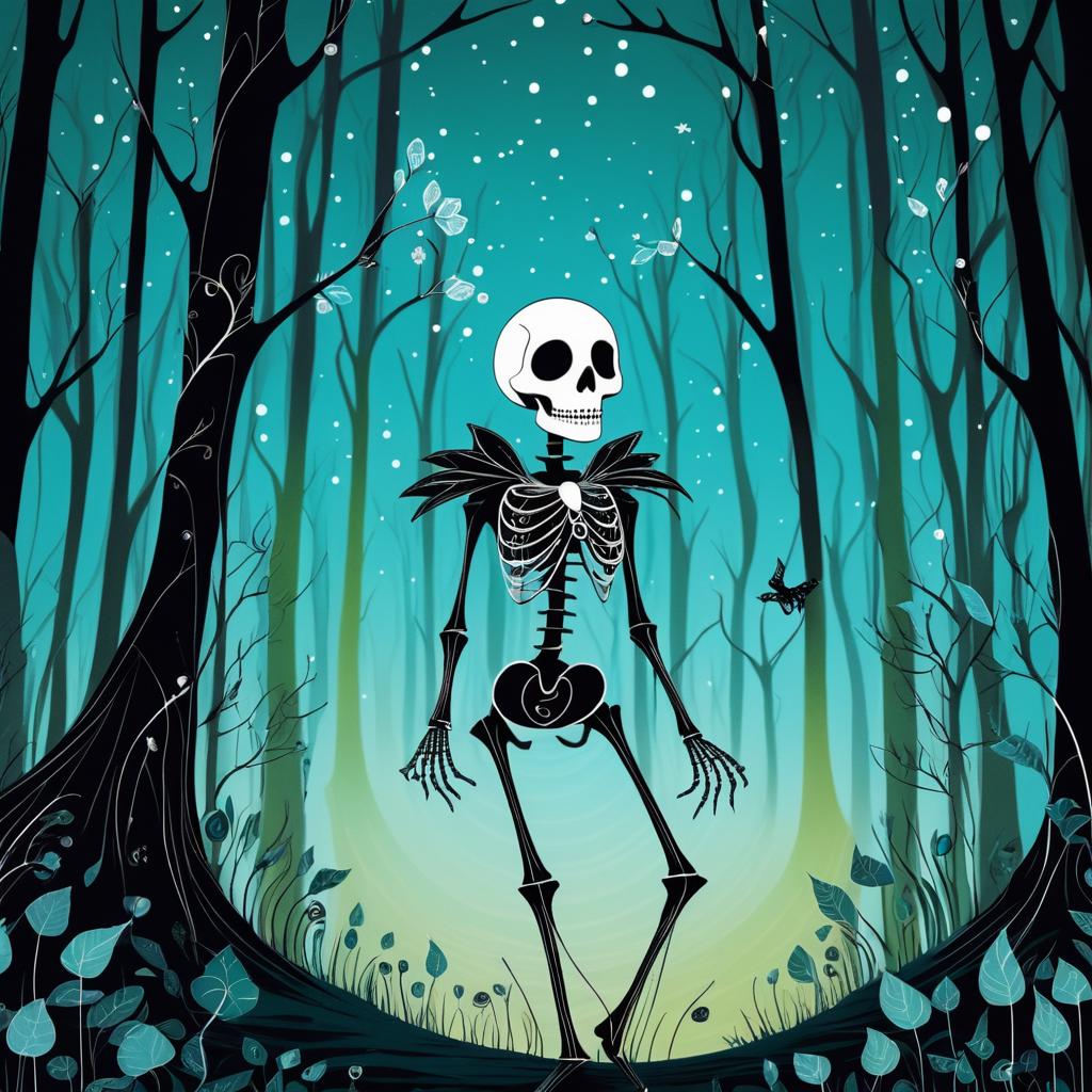 Whimsical Skeleton in Enchanted Forest