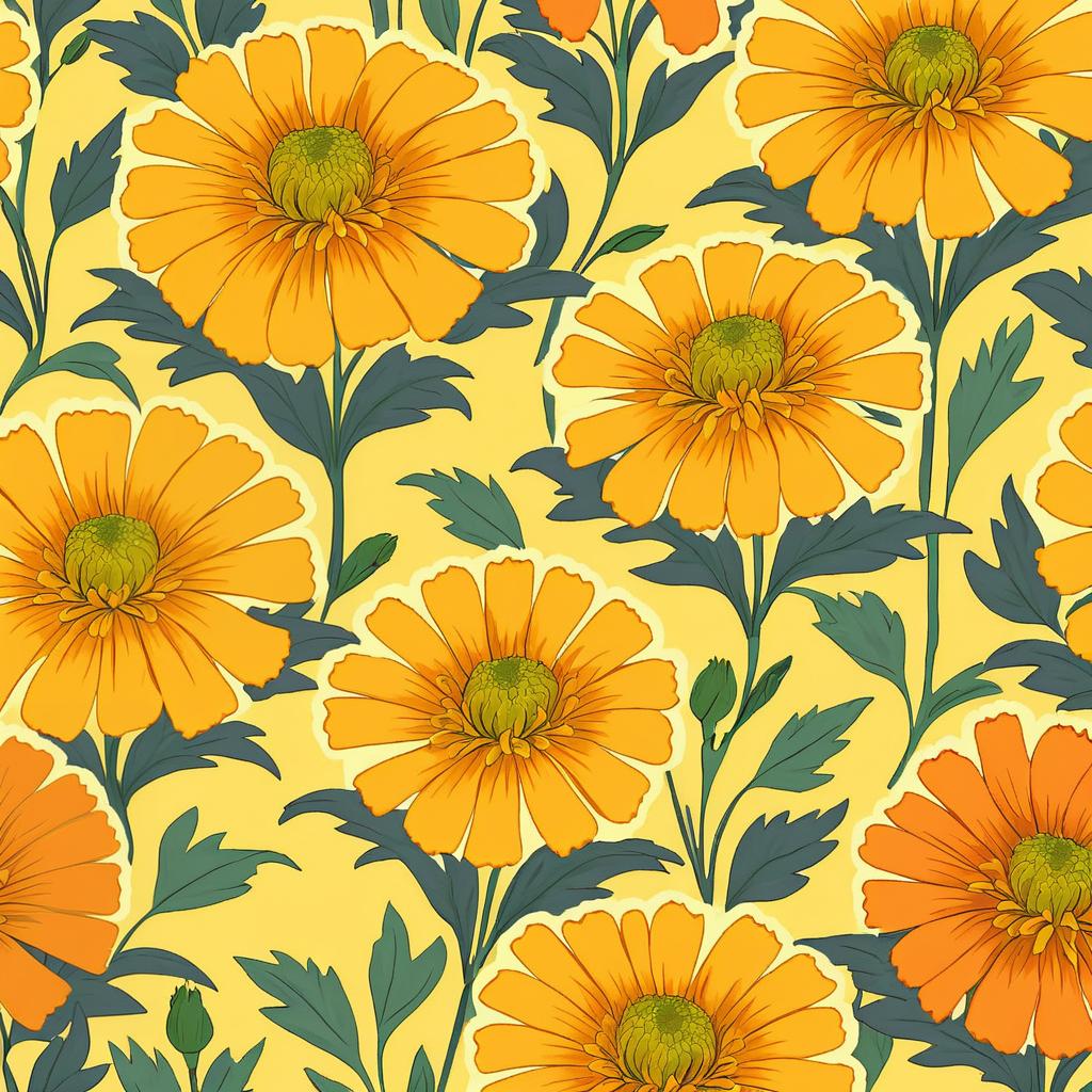 Cheerful Marigold Floral Pattern Design