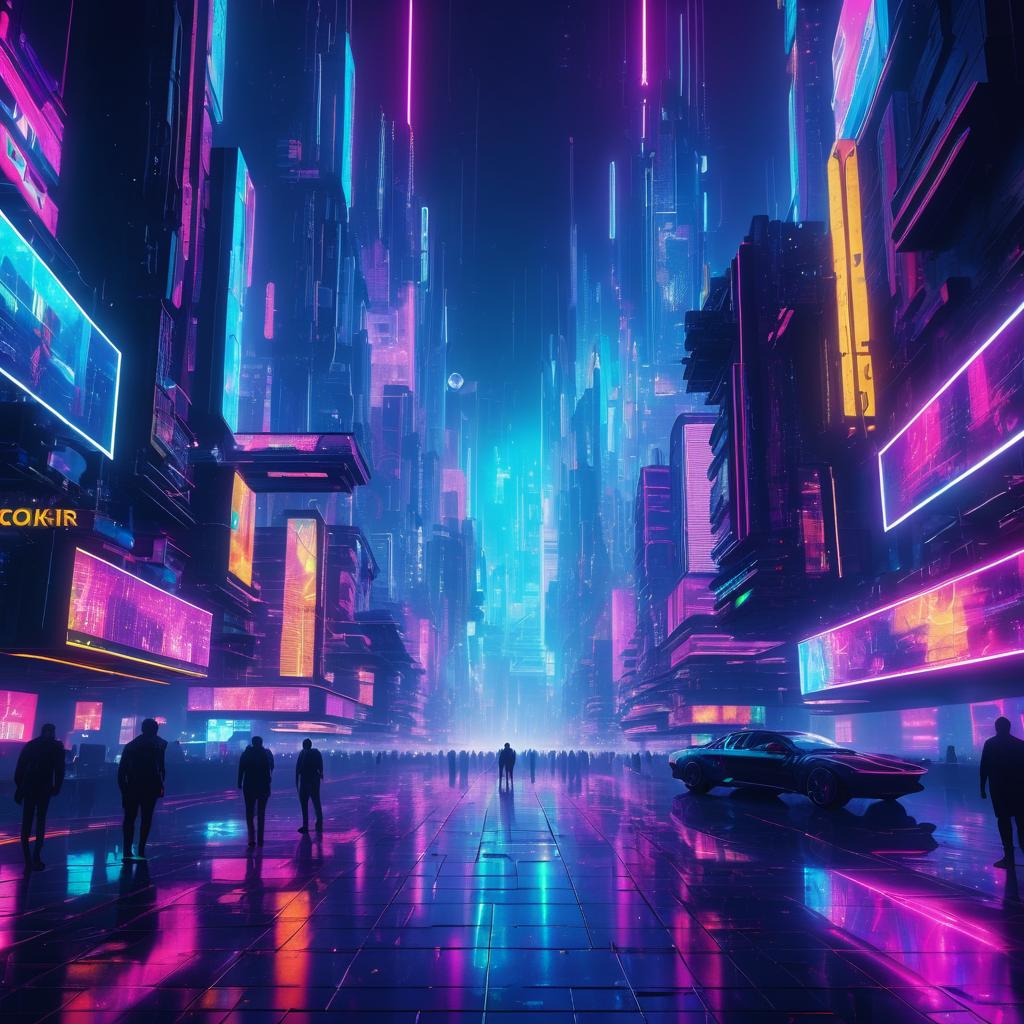 Vivid Cyberpunk Metropolis in Galaxy