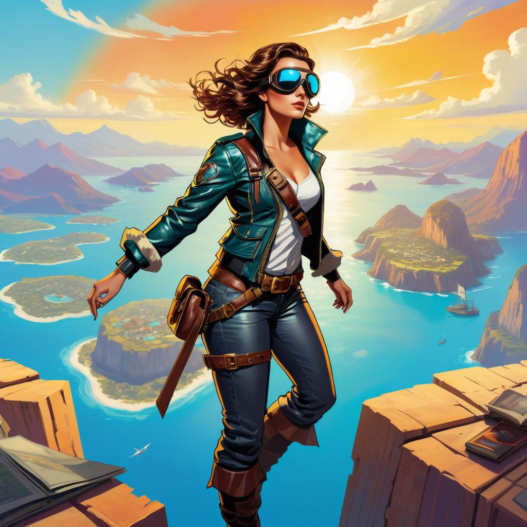 Daring Sky Pirate in Epic Comic Style