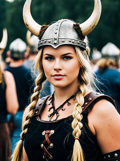 Viking Festival Costume with Horned Helmet