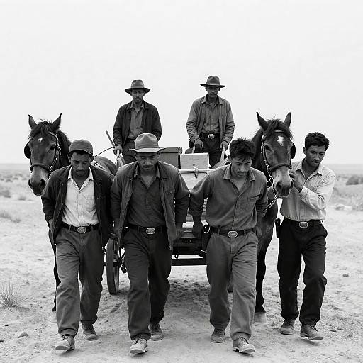 Historic Black and White Wagon Loading Scene