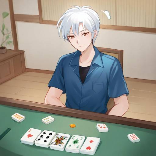 Illustration of Akagi shigeru, fukumoto mahjong in the style of Nikoo