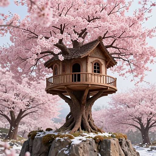 Ornate Treehouse in Cherry Blossoms