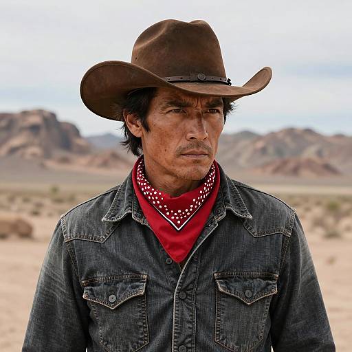 Rugged Cowboy in Desert Landscape