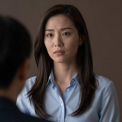 Serious Woman in Dim Light Photograph