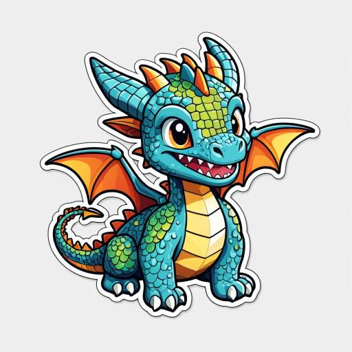 Joyful Baby Dragon Cartoon Sticker Design
