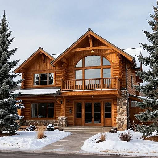 Rustic Two-Story Log Cabin Exterior