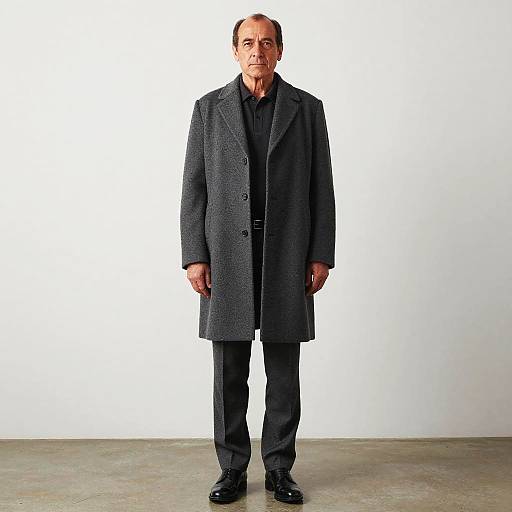 Middle-aged Man in Wool Overcoat and Gray Slacks