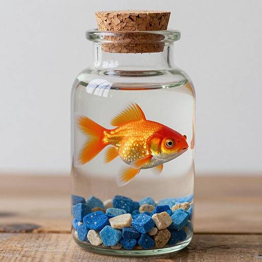 Vibrant Goldfish in Sealed Bottle Art