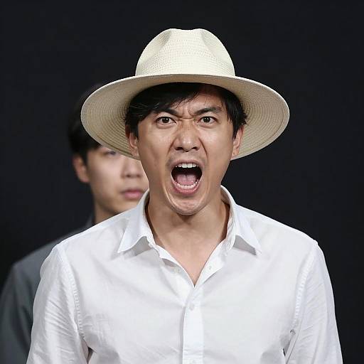 Intense Expression Against Dark Background