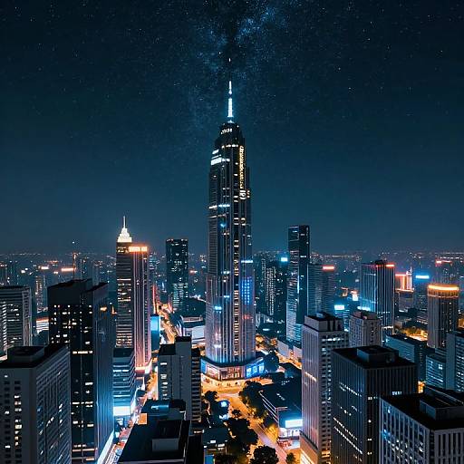 Futuristic Neon Cityscape at Night