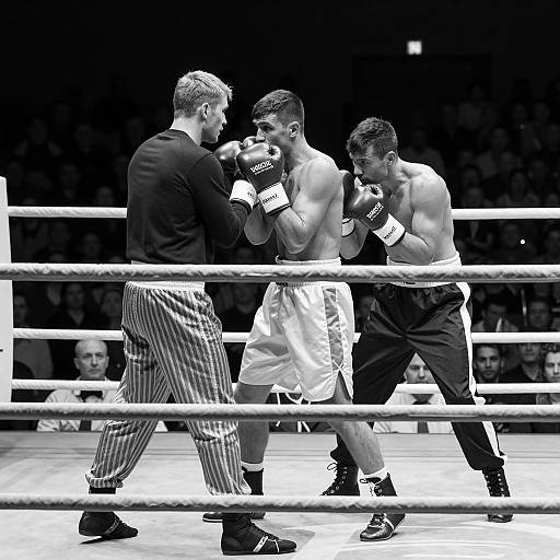 Dramatic Black and White Boxing Match