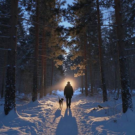 Tranquil Snowy Pine Forest Dusk