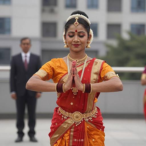 Traditional Indian Dance Pose Outdoors