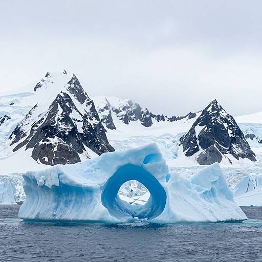 Serene Icy Arch with Snow Mountains