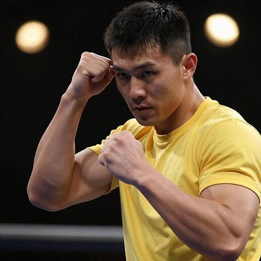 Intense Male Fighter in Dynamic Pose