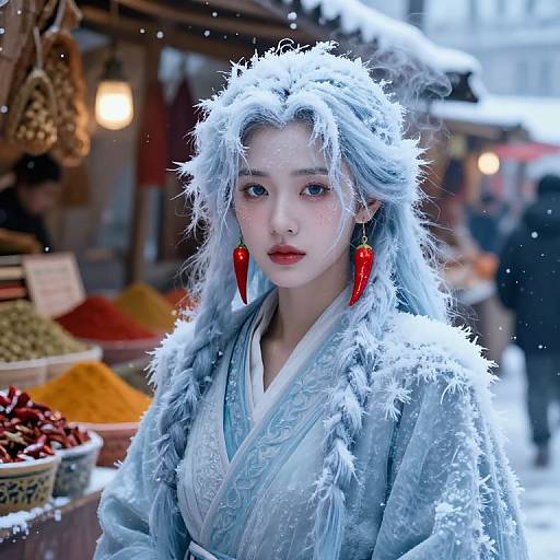 Ice.Spice in Surreal Winter Market