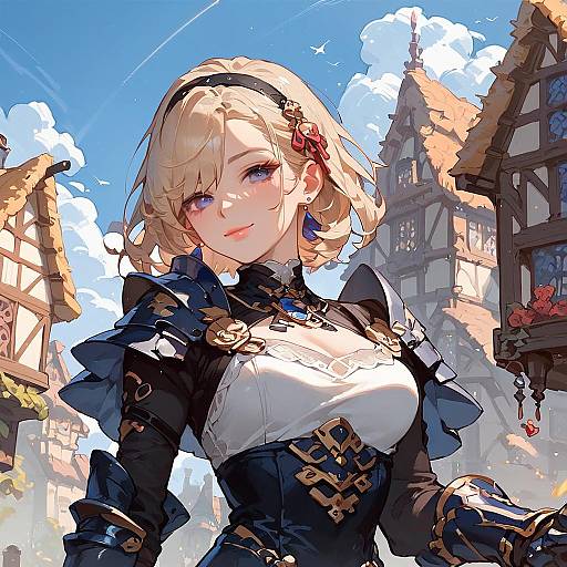 Armored Village Maiden under Blue Sky