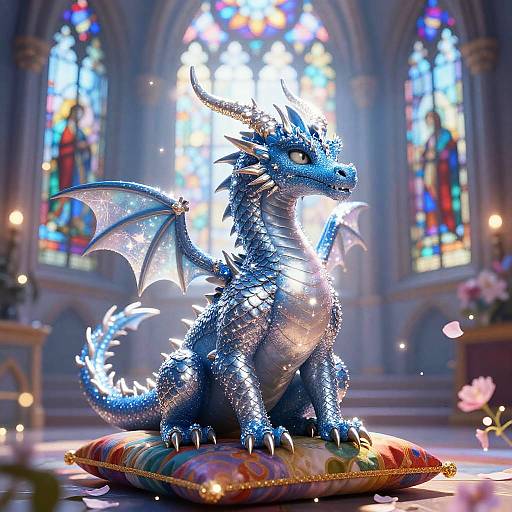 Majestic Blue Dragon Hatchling Fantasy